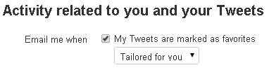 Twitter Settings Email me when