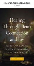 Mobile version of Heart to Heart: Website for a Medium and Spiritual Guide featured image of the website hero image. A tree covered in lights and shrouded by fog.