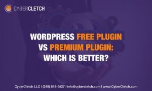Wordpress free plugin vs premium plugin ; which is better? Text Title on purple