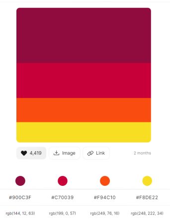 Sample warm color palette from Color Hunt - The Color Psychology for Web Design